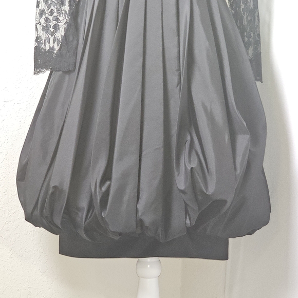 Vintage The Gilberts for Tally NY Black Lace & Taffeta Bubble Hem Cocktail Dress - Picture 4 of 16